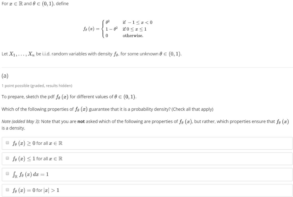 For x E R and θ E (0,1), define 02 0 otherwise. Let | Chegg.com