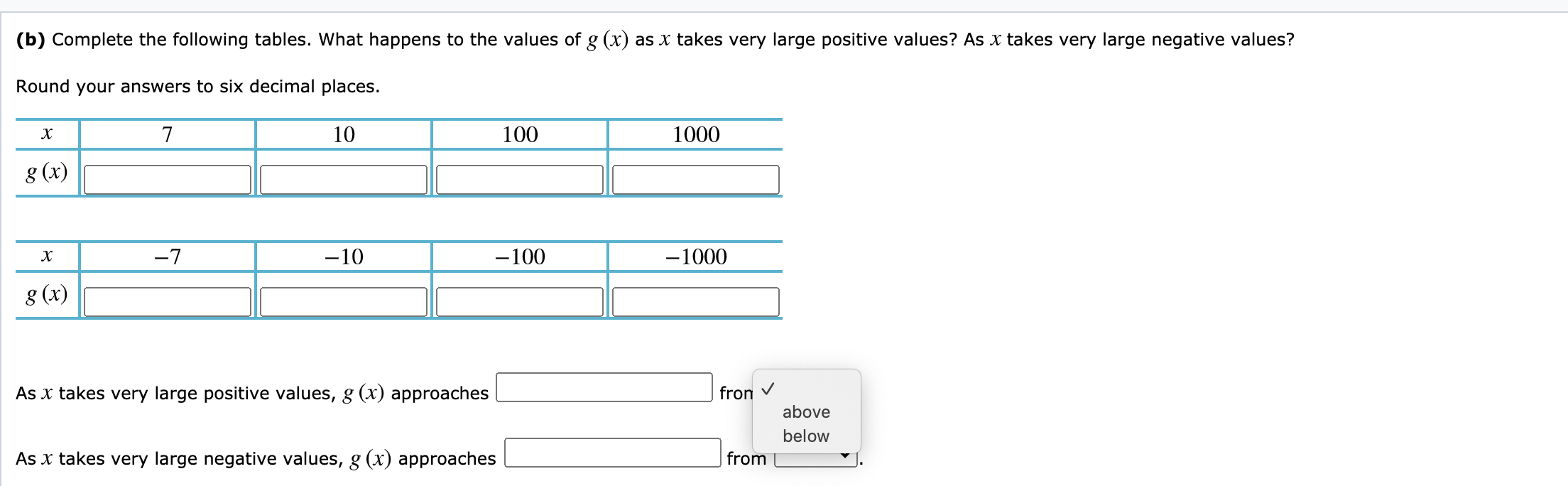 Solved Let g(x) = 1 (x+6) (a) Complete the table below for | Chegg.com