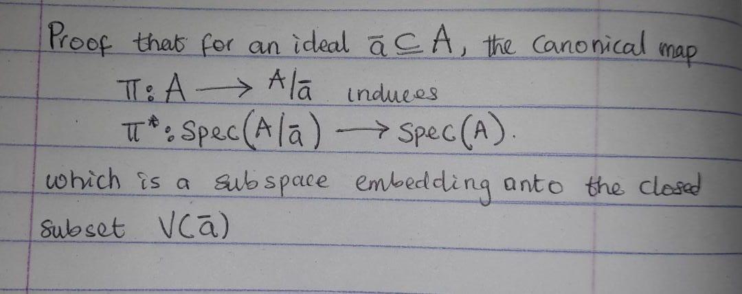 Solved Proof that for an ideal a A the canonical map Chegg