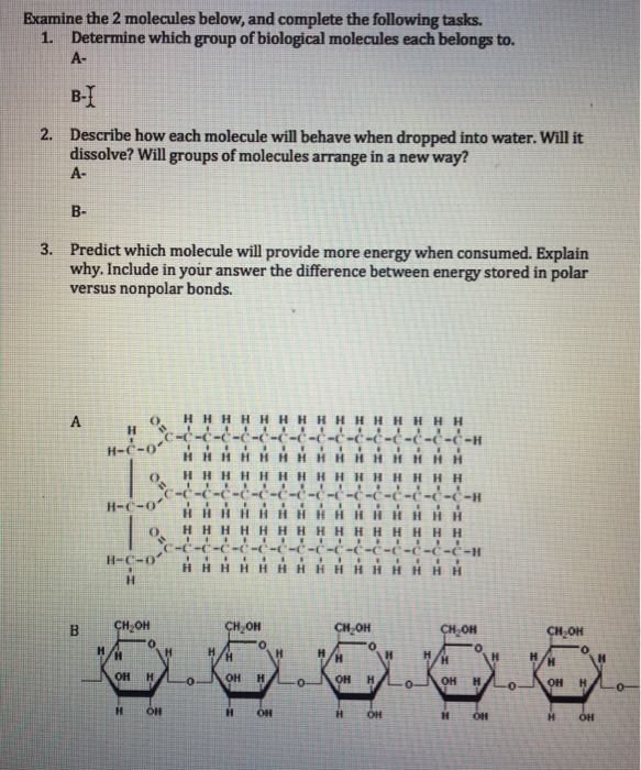 Solved Examine The 2 Molecules Below, And Complete The | Chegg.com