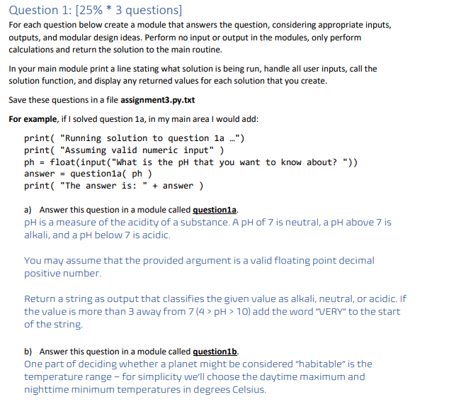 Solved Question 1: [25% * 3 questions] For each question | Chegg.com