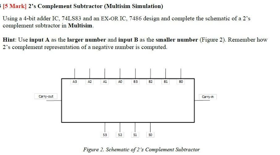 Solved [5 Mark] 2's Complement Subtractor (Multisim | Chegg.com