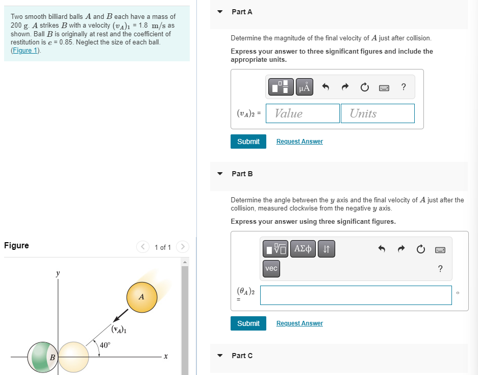 Solved Two Smooth Billiard Balls A And B Each Have A Mass Of | Chegg.com