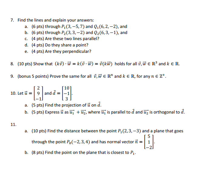 Solved 1 8 Pts Find The Equation Of The Plane Through Chegg Com