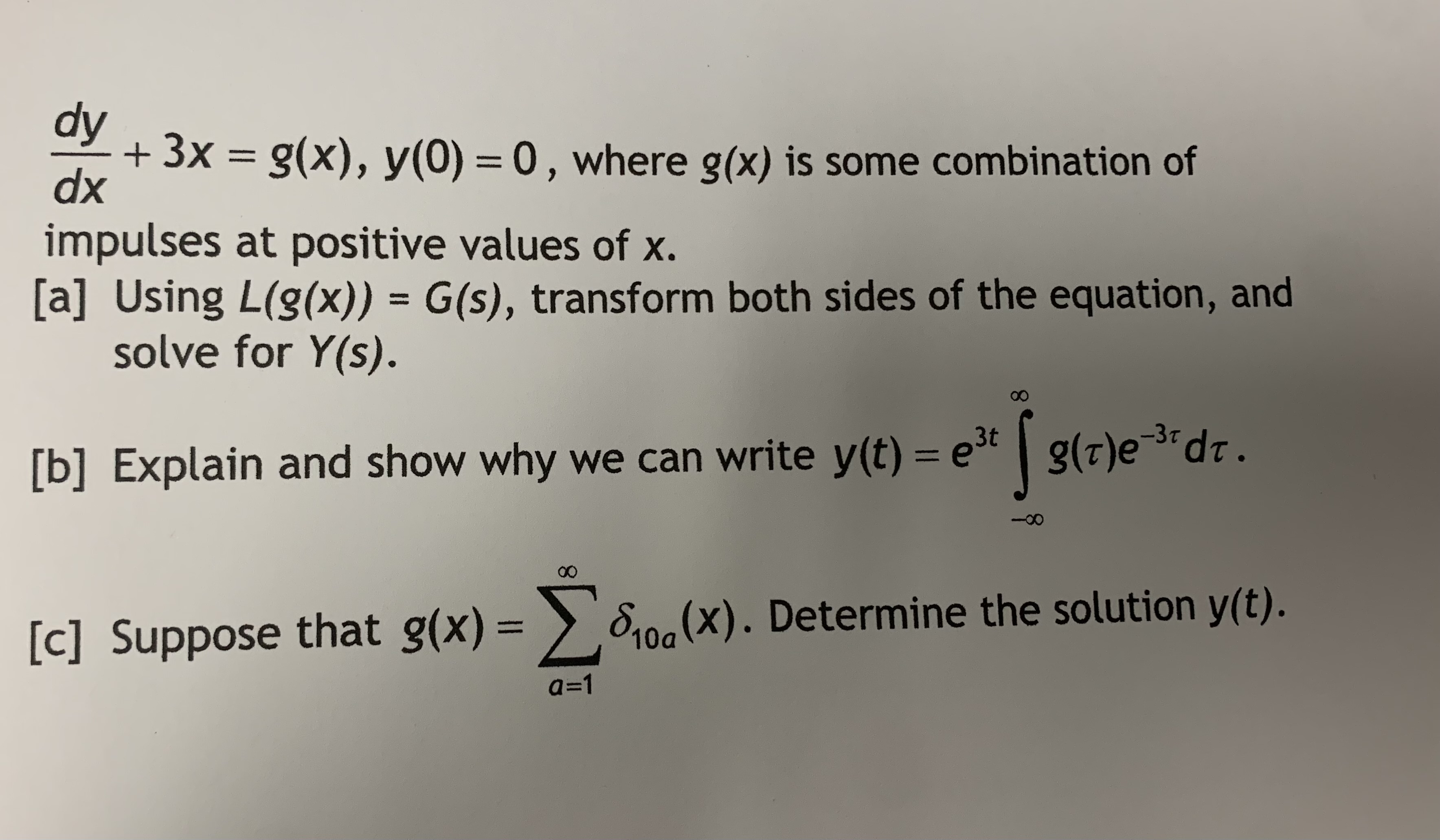 Solved dydx+3x=g(x),y(0)=0, ﻿where g(x) ﻿is some combination | Chegg.com