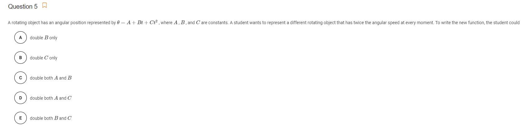 Solved Question 5 m A rotating object has an angular | Chegg.com