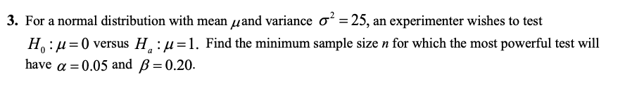 Solved 3. For a normal distribution with mean uand variance | Chegg.com