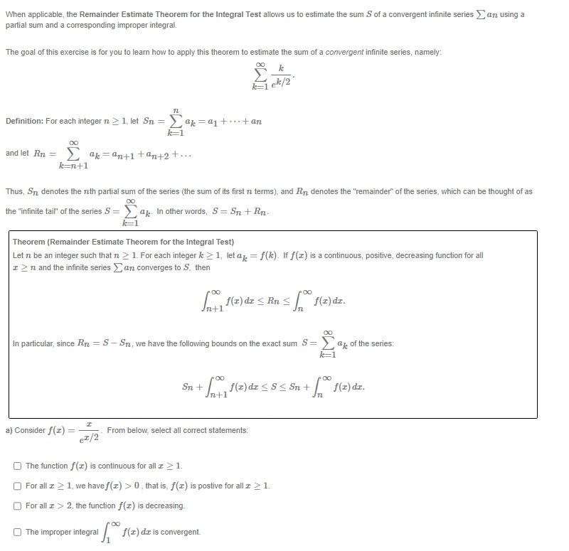 Solved When applicable, the Remainder Estimate Theorem for | Chegg.com