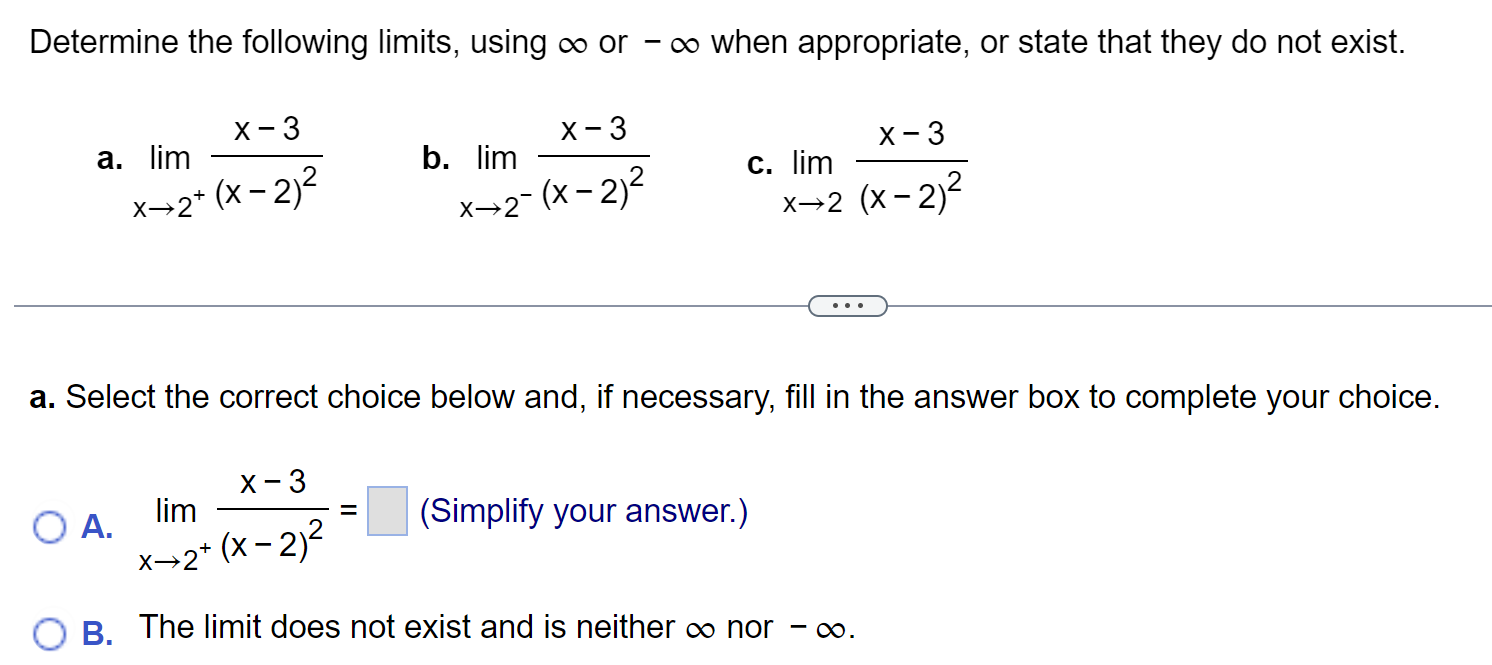 Solved Determine the following limits, using ∞ or −∞ when | Chegg.com