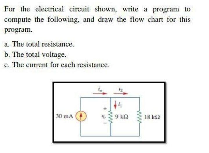 Solved For the electrical circuit shown, write a program to | Chegg.com