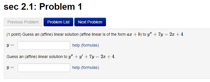 Solved sec 2.1: Problem 1 Previous Problem Problem List Next | Chegg.com