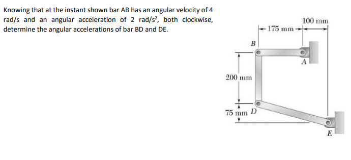 Solved Knowing That At The Instant Shown Bar AB Has An | Chegg.com