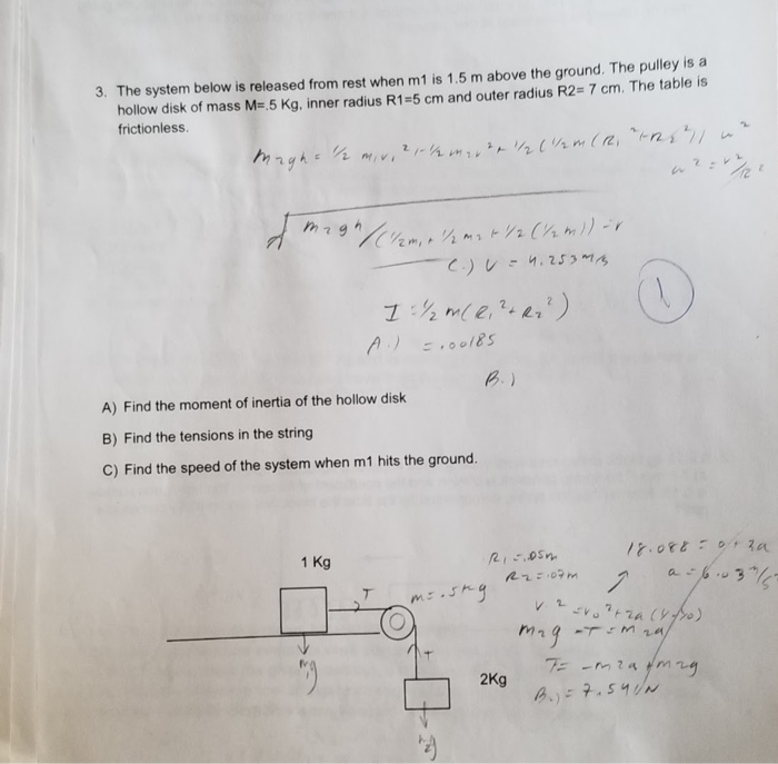 Solved 3. The system below is released from rest when m1 is | Chegg.com