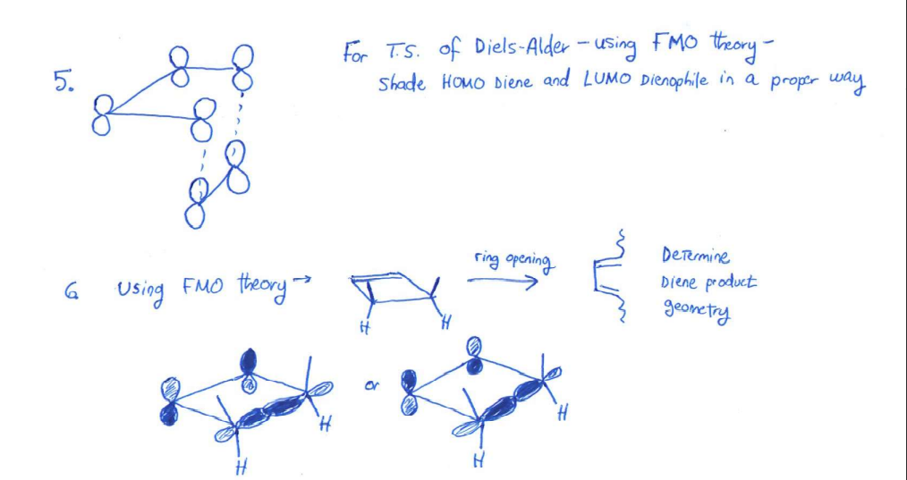 Solved 5. For T.S. Of Diels-Alder - Using FMO Theory- Shade | Chegg.com