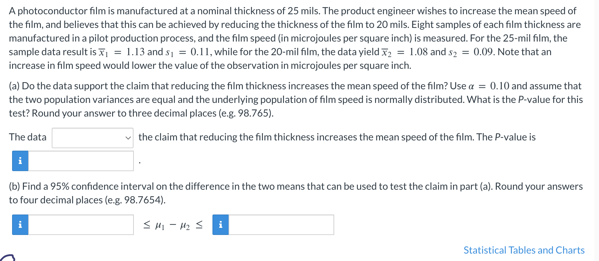 Solved A photoconductor film is manufactured at a nominal | Chegg.com