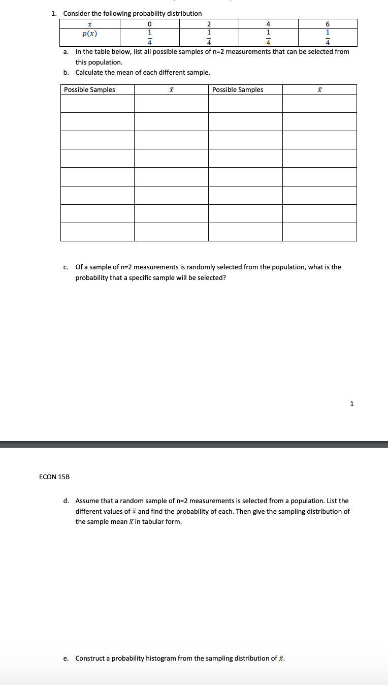 Solved Consider The Following Probability Distribution 𝑥 0 | Chegg.com