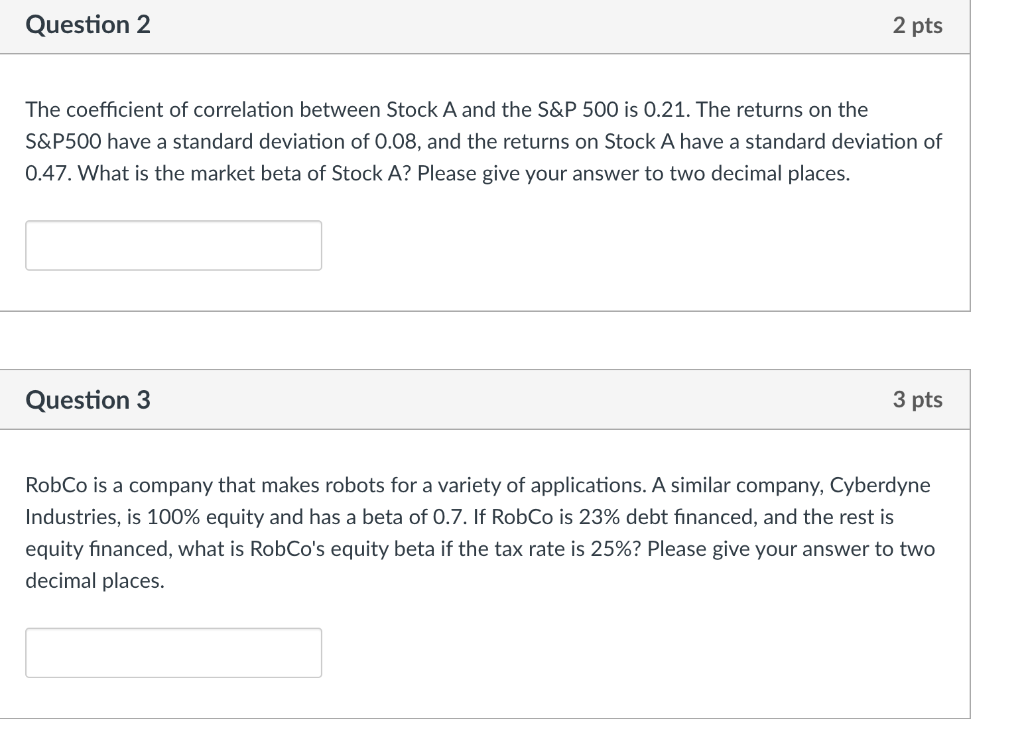 Solved Question 2 2 pts The coefficient of correlation | Chegg.com