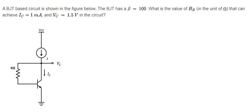 Solved A BJT Based Circuit Is Shown In The Figure Below. The | Chegg.com