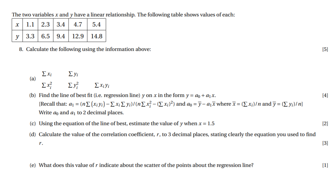 Solved The two variables x and y have a linear relationship. | Chegg.com