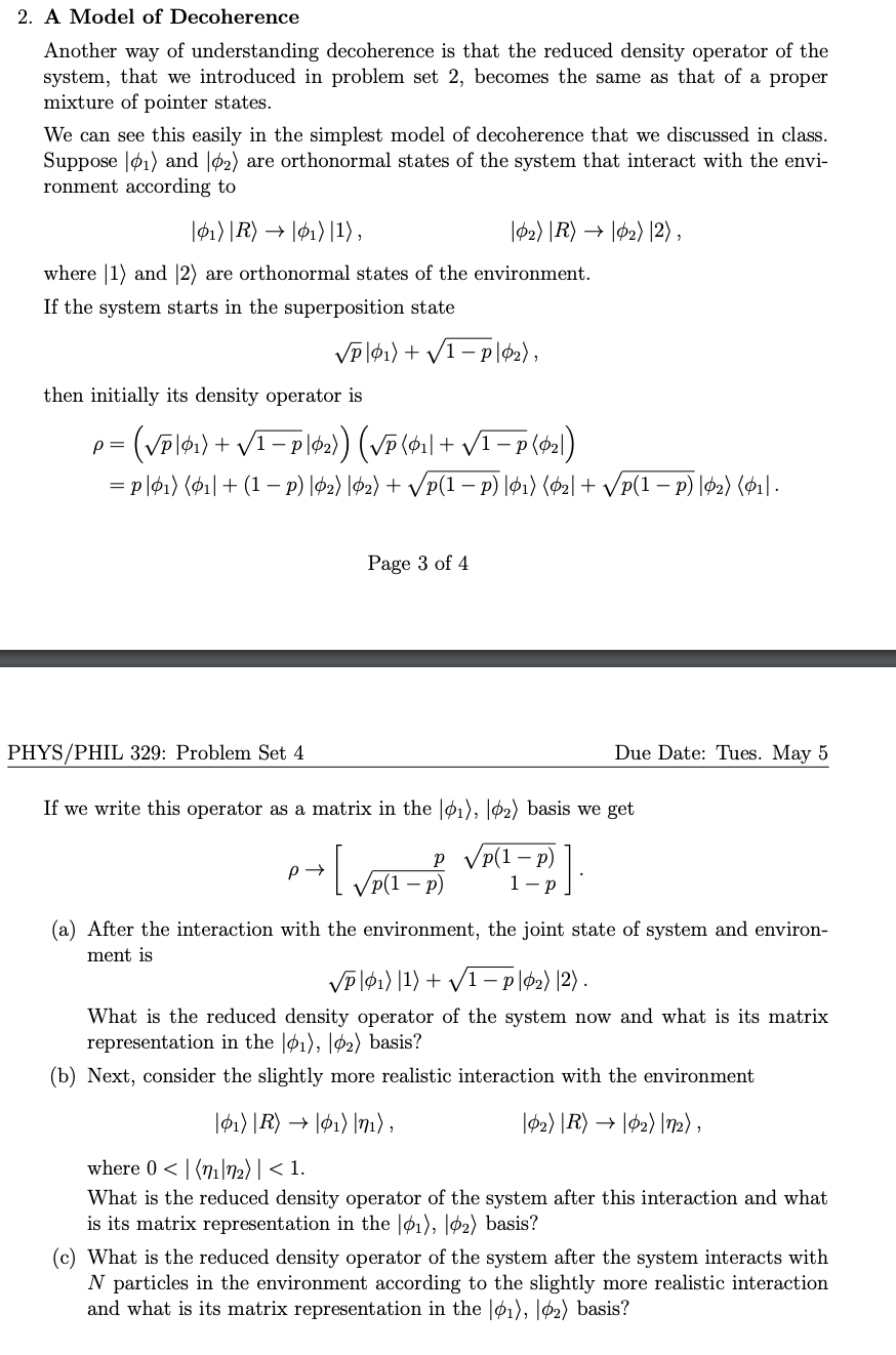 2 a model of decoherence another way of chegg