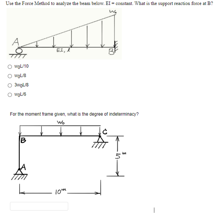 Solved Use the Force Method to analyze the beam below. EI = | Chegg.com