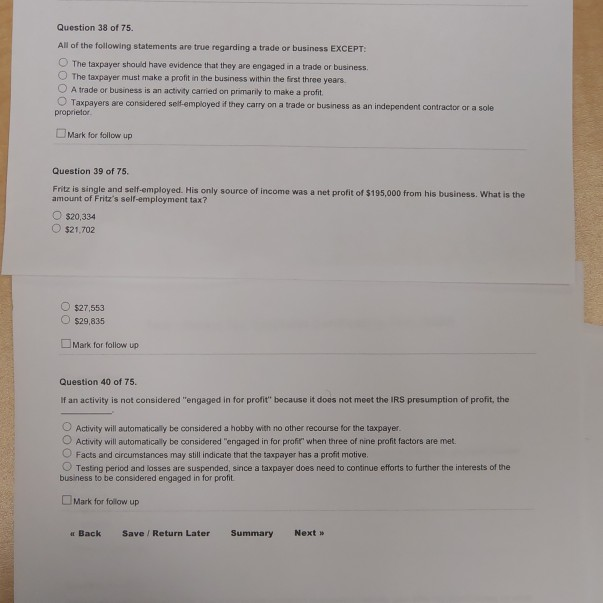 Solved Question 38 Of 75. All Of The Following Statements