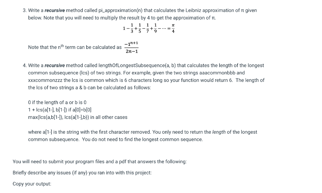 Solved For each of the methods you need to write you are | Chegg.com