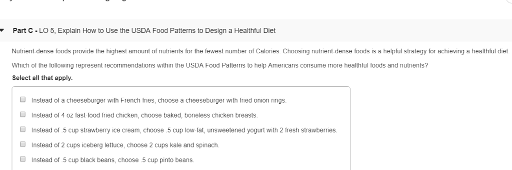 Solved Part C-LO 5, Explain How to Use the USDA Food | Chegg.com