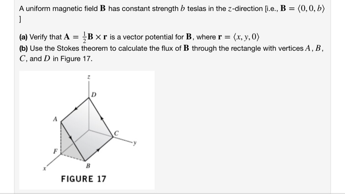 Solved A Uniform Magnetic Field B Has Constant Strength B | Chegg.com