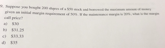 Solved 9 Suppose You Bought 200 Shares Of A 50 Stock And Chegg Solved 9 Suppose You Bought 200 Shares Of A 50 Stock And Chegg