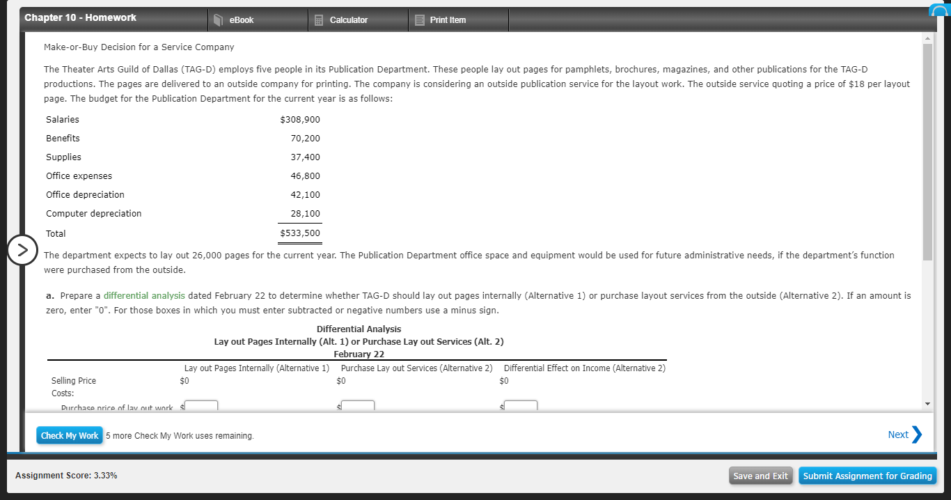 Solved Chapter 10 - Homework eBook Calculator Print Item | Chegg.com