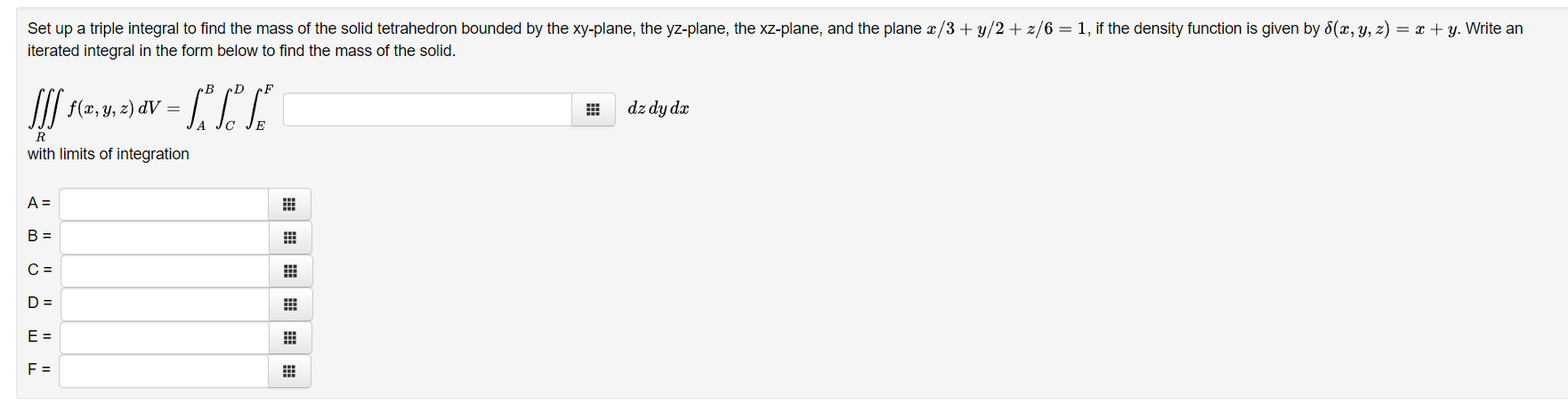 Solved iterated integral in the form below to find the mass | Chegg.com