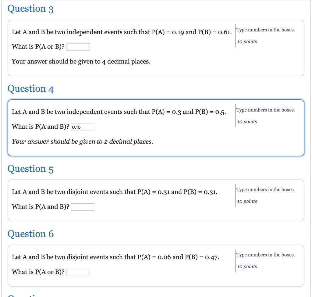 Solved Question 3 Let A And B Be Two Independent Events Such | Chegg.com