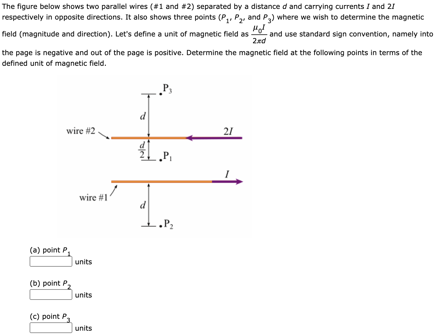 Solved The figure below shows two parallel wires (1 and 2)