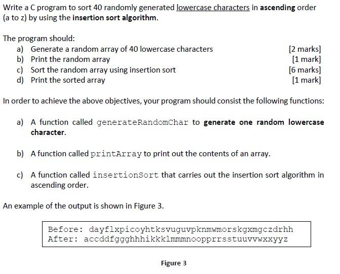 Solved Write a C program to sort 40 randomly generated | Chegg.com