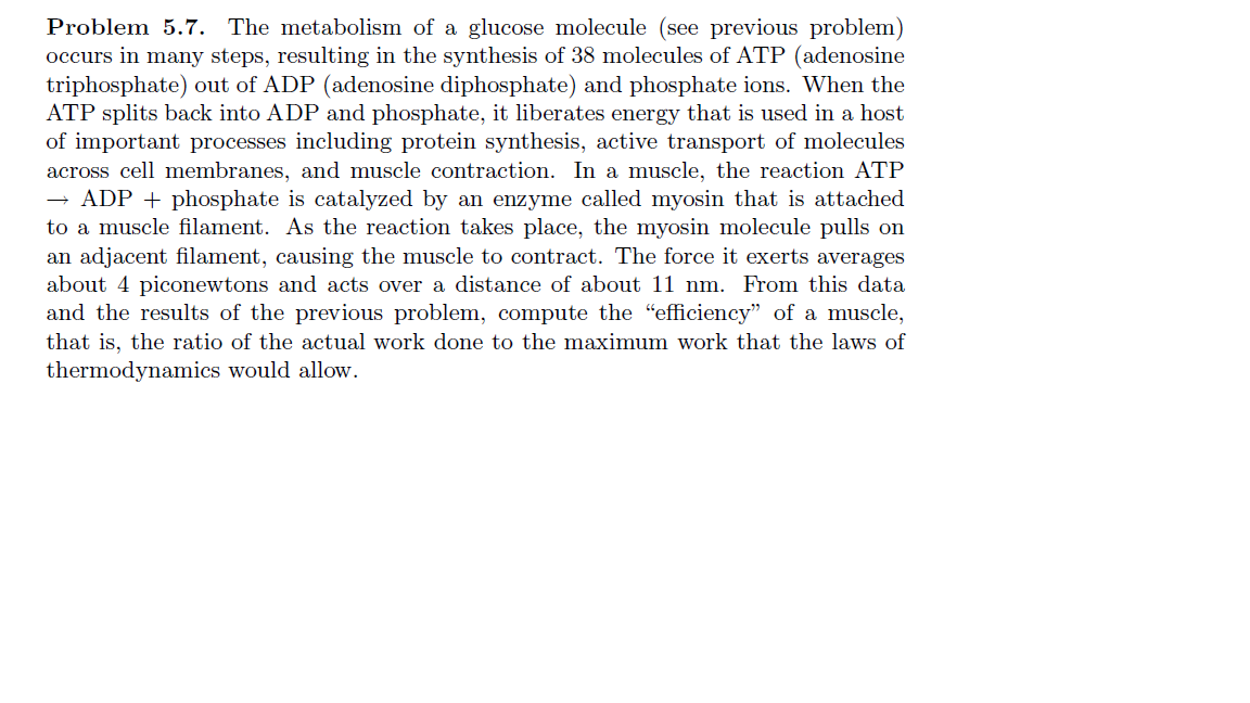 Solved Problem 5.7. The metabolism of a glucose molecule | Chegg.com