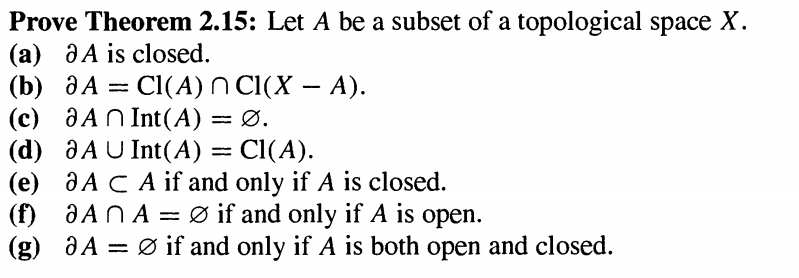 Solved Prove Theorem 2 15 Let A Be A Subset Of A Topolog Chegg Com