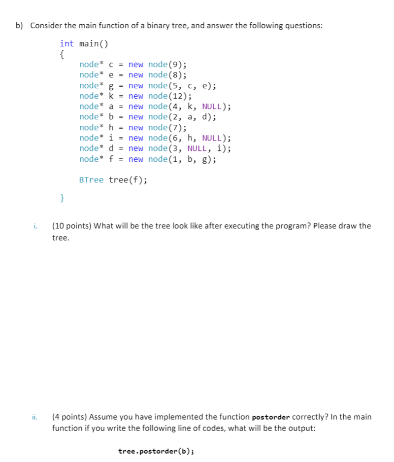 Solved replace node b with node* b = new node(2, a, 20); | Chegg.com