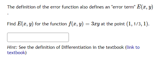 Solved The definition of the error function also defines an | Chegg.com