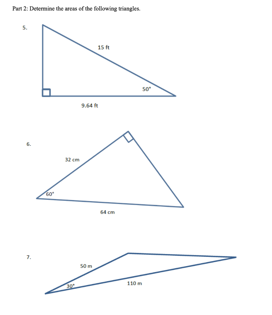 Solved Part 2: Determine the areas of the following | Chegg.com