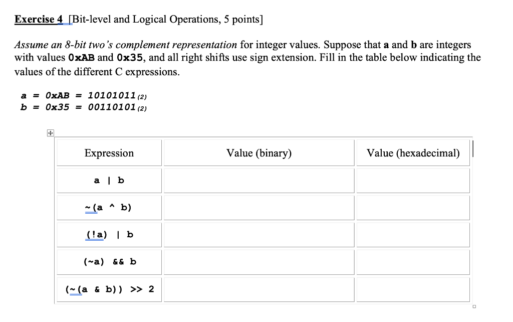 Solved Exercise 4_[Bit-level And Logical Operations, 5 | Chegg.com