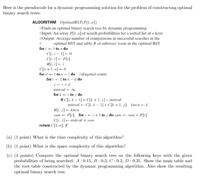 Here Is The Pseudocode For A Dynamic Programming S Chegg Com