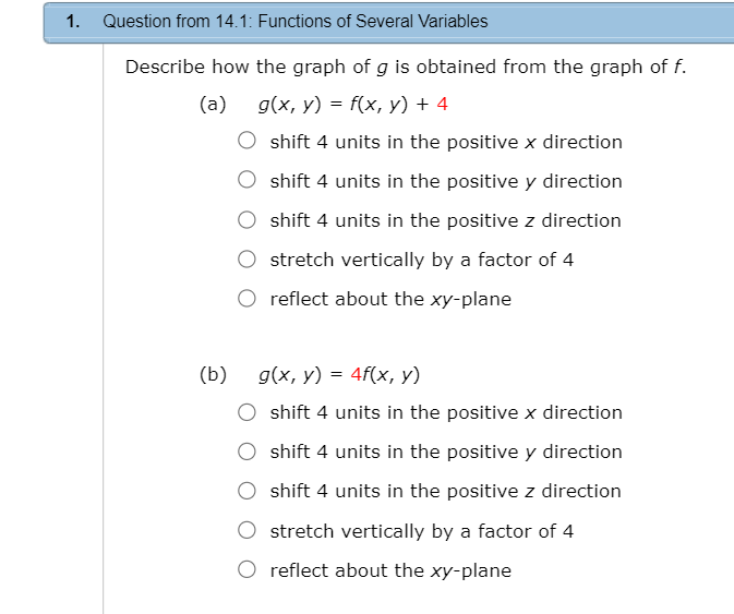 Solved 1. Question from 14.1: Functions of Several Variables | Chegg.com