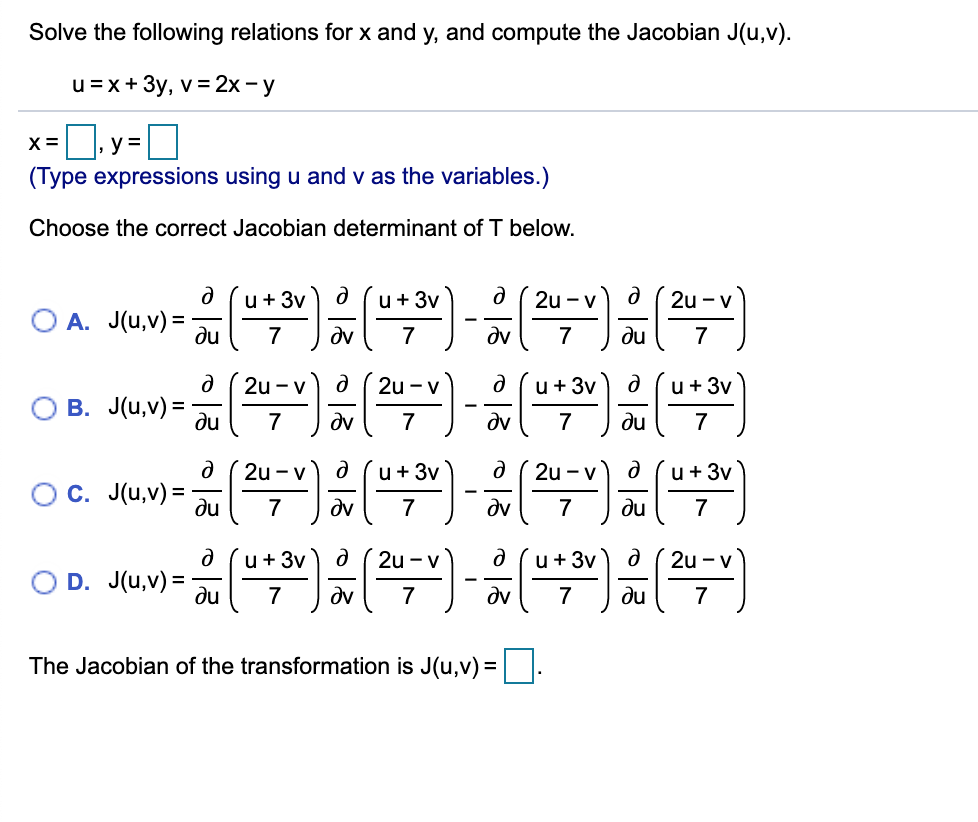 Solved Solve The Following Relations For X And Y And Com Chegg Com