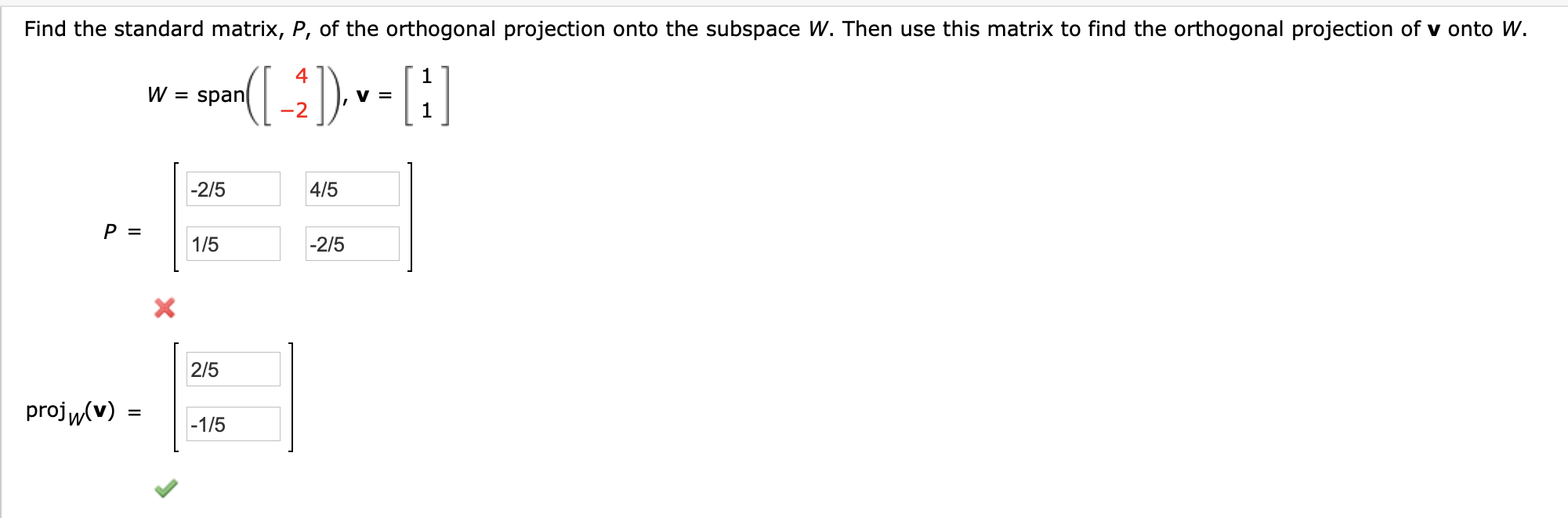 Solved Find the standard matrix, P, of the orthogonal