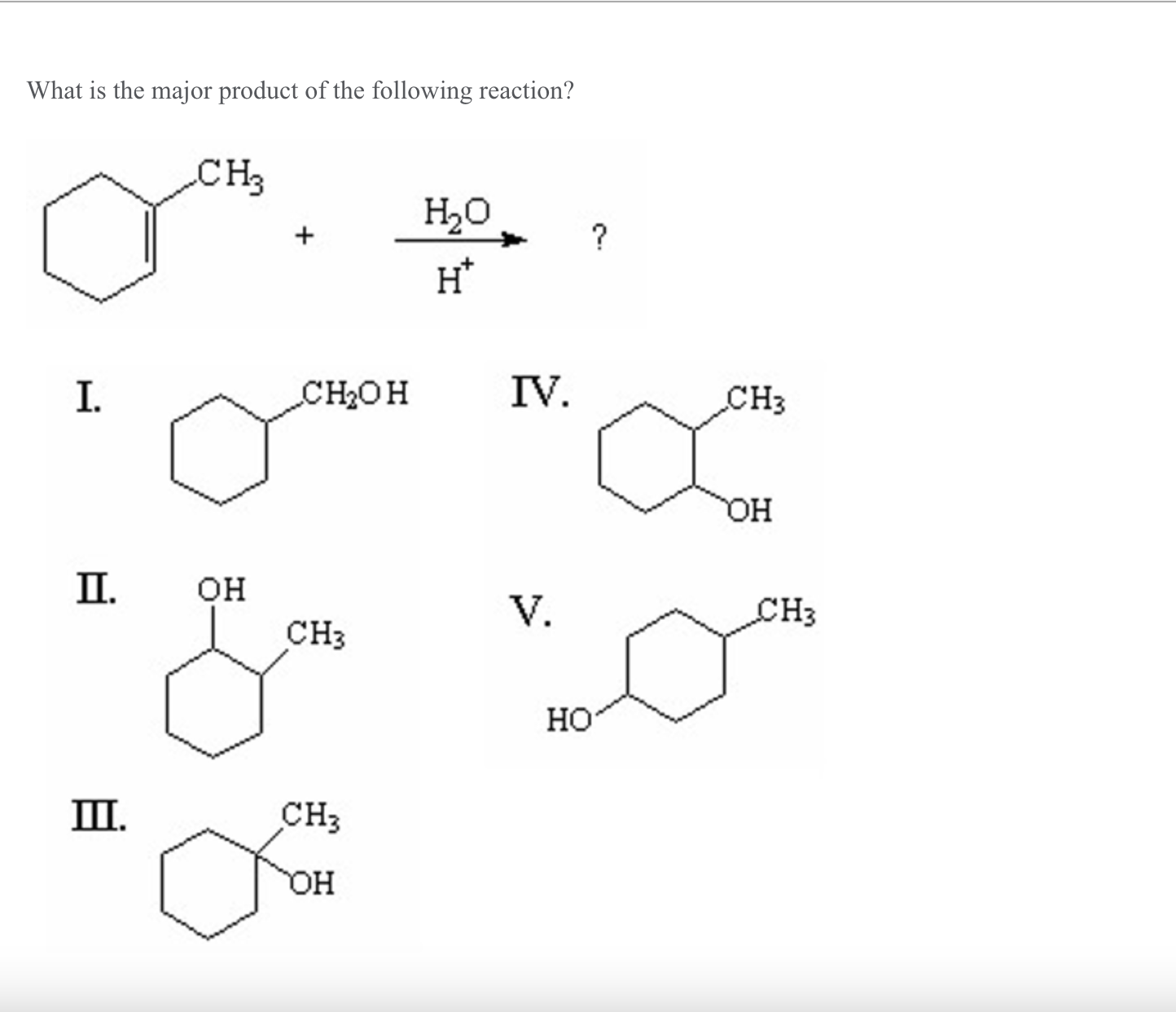 Solved What is the major product of the following reaction? | Chegg.com