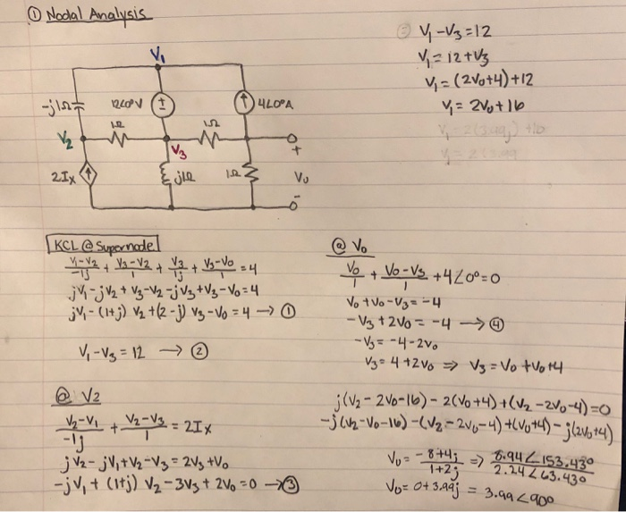 Solved I’m trying to solve the given circuit using Nodal | Chegg.com