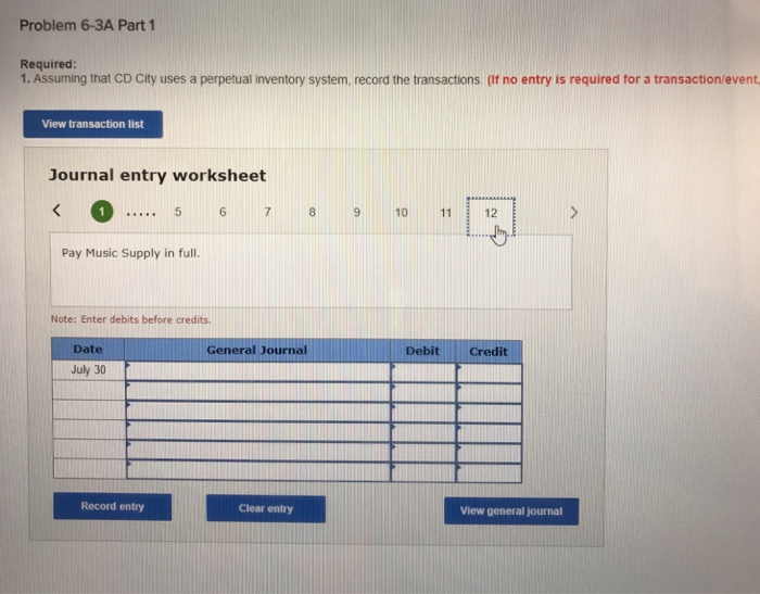 Solved KQuestions 9-10 (of 10) Problem 6-3A Record | Chegg.com