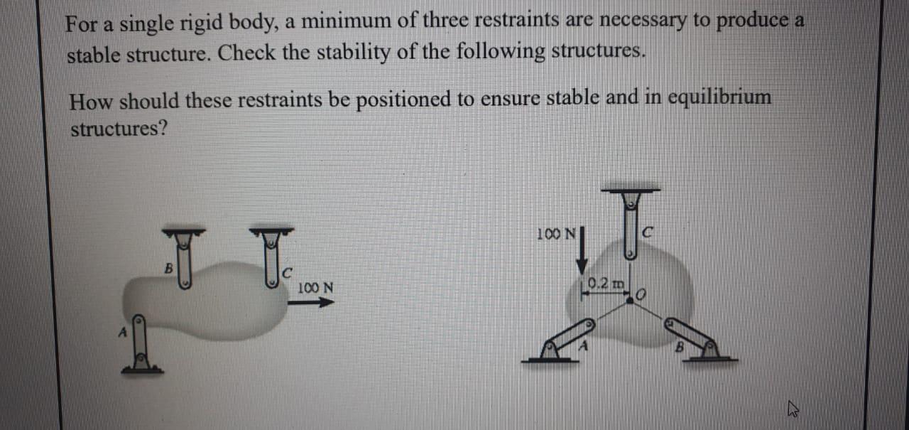 Solved For a single rigid body, a minimum of three | Chegg.com
