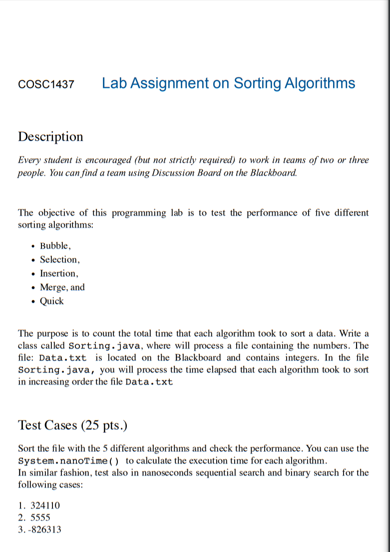 Bubble sorting lab manual